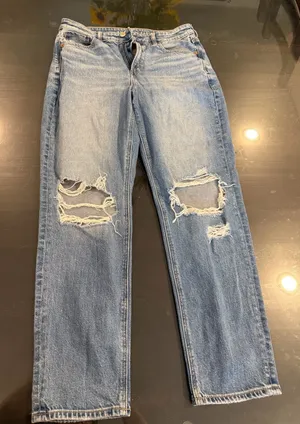 American Eagle Outfitters Blue Denim Jeans with Branded Waistband thumbnail 1