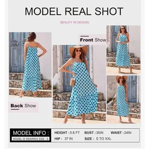 NEW Spaghetti Strap Scoop Neck Smocked Ruffle Flowy Maxi Dress S thumbnail 5