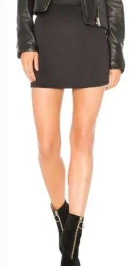 Free People Black Ponte Knit Classic Mini Skirt W-405 Sz S thumbnail 1