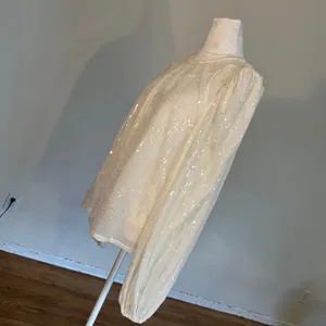Eva Franco White Sequin Mesh Puff Sleeve Blouse SE10054AN Size S thumbnail 4
