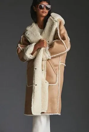 Pilcro Sherpa reversible coat Anthropologie thumbnail 4