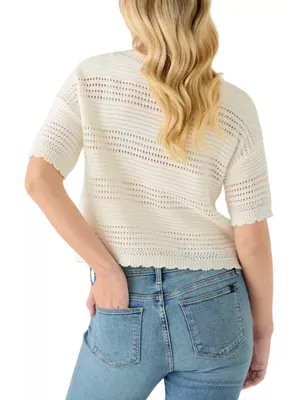 Pink Rose Women's Short Sleeve Crew Neck Cropped Sweater Size S thumbnail 2