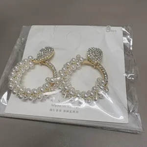 Sparkly Pearl Hoop Earrings Gold Rhinestone Teardrop Studs Elegant Statement new thumbnail 5