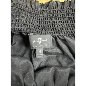 7 For All Mankind Blouse Womens M Black Silk Cotton Off Shoulder Peasant Boho thumbnail 3