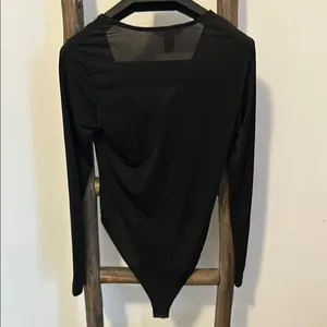 Black Scoop Neck Long Sleeve Bodysuit thumbnail 4
