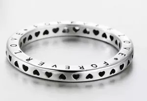 Sterling Silver SIZE 7 925  Hollow Hearts Stackable Ring thumbnail 3