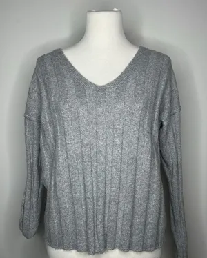 Hippie Rose- Grey Long Sleeve Sweater thumbnail 1