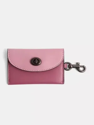 Coach Turnlock Leather Card Case Bag Charm in Colorblock thumbnail 2