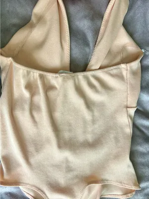 Le Lis Ribbed Halter Bodysuit in Peach thumbnail 2
