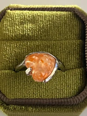 Elegant/Classic Titanium Steel Silver Sparkling Orange Heart Design Ring S 9 thumbnail 3