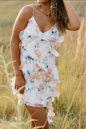 Abercrombie & Fitch Mini Floral Asymmetrical Dress NWT thumbnail 1