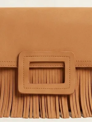 Fringe leather purse Tan thumbnail 1