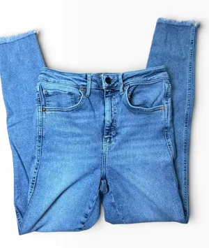 Free People We The Free Twenty Eight High Rise Skinny Jeans Raw Hem Blue Size 28 thumbnail 1