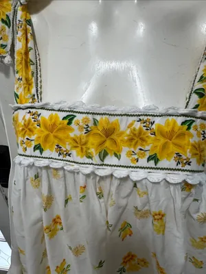 FARM Rio 100% Cotton Azaleia Yellow Floral Tie Straps Mini Dress Size Large thumbnail 7