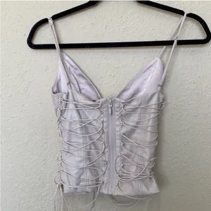 HOUSE OF CB 'Antonella'‎ Off White Vegan Leather Corset NWOT sise L thumbnail 4