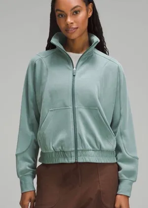 Lululemon softstreme funnel neck zip up size 6 green thumbnail 1