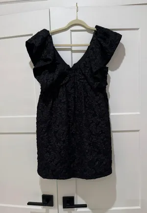 Sugarlips Arielle Jacquard Mini Babydoll Dress Black thumbnail 5