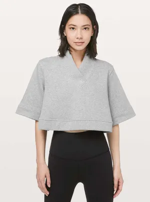Lululemon Know Your Angles Poncho Cropped Pullover Grey Medium thumbnail 1