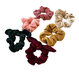 Lash Next Door Faux Velvet Scrunchie Set Pink Nude Green Essential Soft Hair Tie thumbnail 2