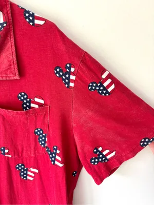Disney Red White Blue American Flag Mickey Mouse Print Short Sleeve Romper thumbnail 8