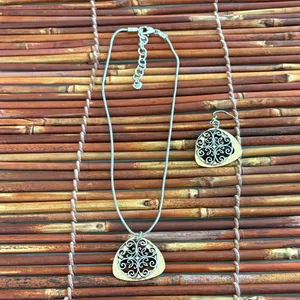 Brighton Gold and Silver Swirl Necklace & One Earring 16”-18” thumbnail 3