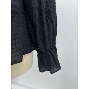SCOOP Off Shoulder Peplum Blouse Black Tie Waist Long Ruffle Sleeve Casual Top L thumbnail 8