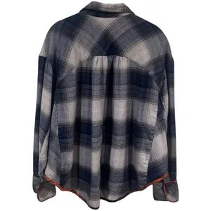BDG Urban Outfitters Blue and Grey Plaid‎ Oversized Flannel Top Size S thumbnail 5