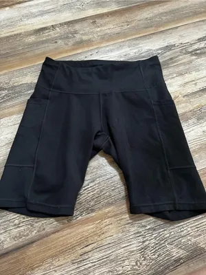 High-Rise Black Bike Shorts with Side Pocket thumbnail 2