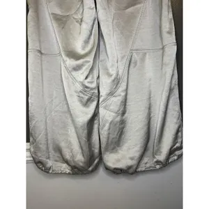 Anthropologie Pants Womens Medium Silver Satin Jogger Elastic Waist Cuffed thumbnail 10