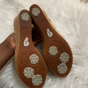 Born Criss cross metallic leather cork platform slingback Summer wedges thumbnail 5