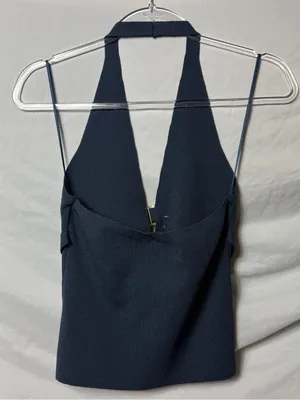 Blue Top - silence + noise Navy Halter Buckle Urban Outfitters thumbnail 4