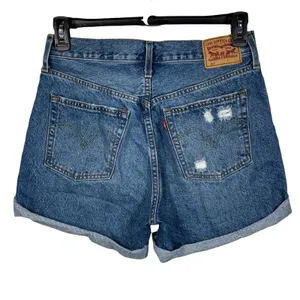 Levi’s 501 SZ W30 Jean Shorts Button-Fly Distressed Hi-Rise Cuffed Hems Pockets thumbnail 3