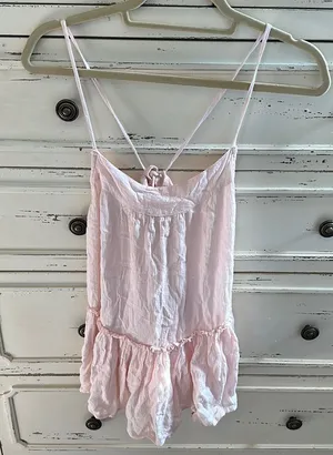 American Eagle light pink tie back tank top Sz L thumbnail 1
