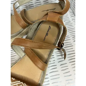 Eddie Bauer W. Kara Womens Brown Leather Geometric Espadrille Wedge Sandals‎ 9 thumbnail 3