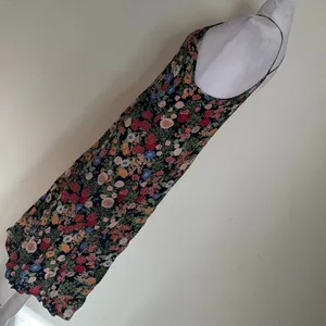 Zara Woman Floral Halter Midi Dress Black Multi Keyhole Backless XS thumbnail 5