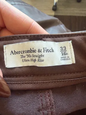 Abercrombie The 90s Straight Ultra High-Rise Brown Leather Faux Pants thumbnail 3