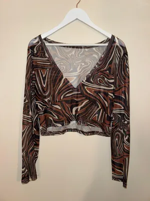 Sheer Long Sleeve Top Size L thumbnail 1