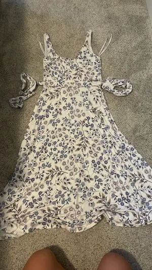 Loft White and floral dress thumbnail 1
