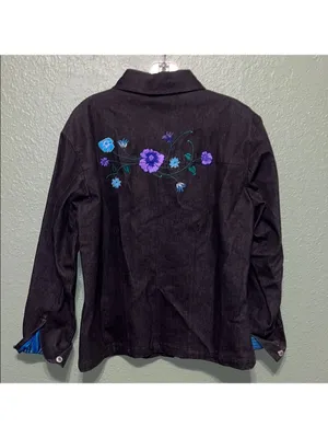 Vintage Embroidered Jean Jacket with Floral Design denim cottagecore teacher thumbnail 5