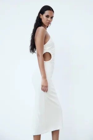 Zara Dress maxi halter cut out white wedding coctail party thumbnail 10