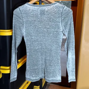 Chaser Washed Gray Baby Rib Snap Front Top Soft Cotton Stretch Size XS thumbnail 7