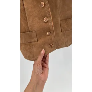 Vintage WINLIT Suede tan Vest size S western biker festival concert bohemian thumbnail 6