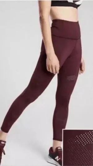 Athleta persistence laser cut 7/8 tight maroon leggings thumbnail 1