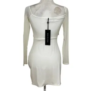 White Fox “Invite Pending” Cutout Ruched Mini Dress White Size M NWT thumbnail 4