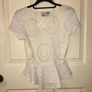 White Lace Back Peplum Top Size XS thumbnail 3