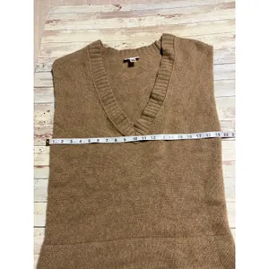 Loft Wool Angora Rabbit Blend Deep-V Sweater Vest Medium Brown Soft Cozy Warm thumbnail 4