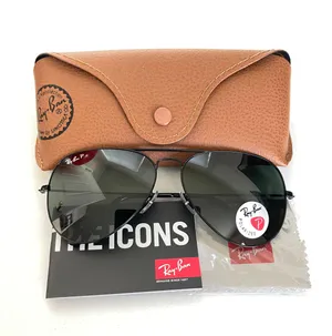Ray-Ban Black Polarized Avaitor Sunglasses 58mm Unisex thumbnail 1