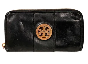 Tory Burch Carson Zip Continental Wallet Black Soft Leather Gold Hardware thumbnail 1