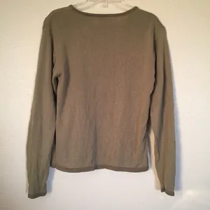 Olive green embroidered beaded detail sweater size small | Kathie Lee Collection thumbnail 4