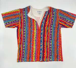 Vintage 90s Shirt Stripes Eclectic Geometric Funky Pattern Top Women Size Medium thumbnail 1